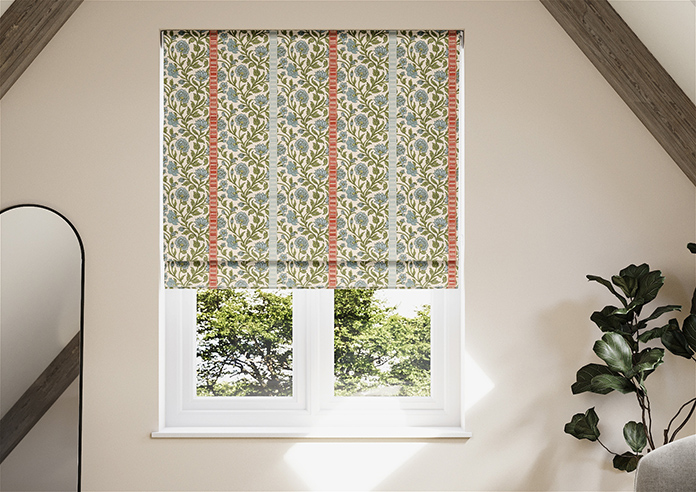 Petal & Block Latika Stripe, Neem - Roman Blind - Image 3